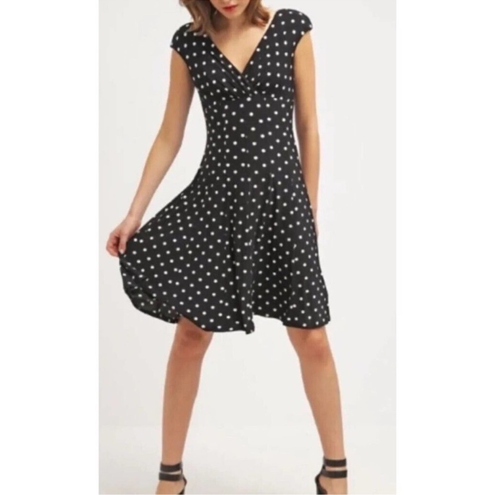 Lauren Ralph Lauren Polka Dot Faux Wrap Jersey Dress